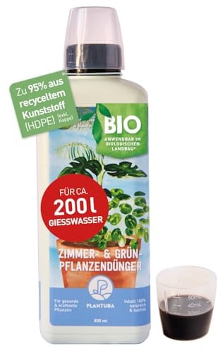 Plantura Bio-Zimmerpflanzendünger, hochwirksamer Flüssigdünger für Zimmerpflanzen, Grünpflanzen & Palmen, rein organisch, mit Dosierhilfe, 800 ml