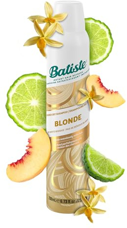 Batiste Trockenshampoo Blond 200 ml, Dry Shampoo zum Auffrischen und Stylen der Haare, Haarpflege Spray für helles Haar, Ohne Rückstände, Ohne Ausspülen, Haarstyling mit Farbeffekt