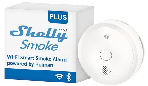 Shelly Plus Smoke - WLAN Rauchmelder, Feuermelder mit Photoelektrischem Sensor, 5 Jahre Batterielebensdauer, EN 14604, LED- und Tonanzeigen, Benachrichtigung, kein Hub Erforderlich