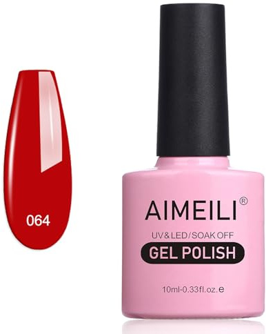 AIMEILI UV LED Gellack ablösbarer Gel Nagellack rot Gel Polish - Pillar Box Red (064) 10ml