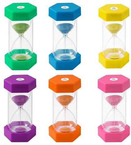 6 Stück Sanduhr-Set, bunte Sanduhr für Kinder 5/10/20/30/45/60 Minuten, farbiger Timer, geeignet für Küche, Haus, Kinderleben, Spiel-Timer