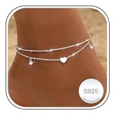 LOLIAS Layered Fussketten für Frauen Versilbert Wasserdicht Sommer Schmuck | Mit 925 Silber Verschluss , Fußkettchen für Damen Versilbert Fußkette Damen Fusskettchen Versilbert Damen Strand