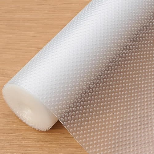 Hersvin Schubladenmatte 30cmx300cm Schubladeneinlage Eva Schrankpapier Nicht Klebende Wasserfest Unterlage Teppich für Küchenschränke Regalschrank (Transparent Punkt)