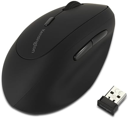 Kensington Pro Fit Ergo Kabellose Maus für Linkshänder, Computermaus mit Ergonomischem Design für Linkshänder, 6-Tasten-Steuerung und USB-Anschluss, Schwarz, K79810WW