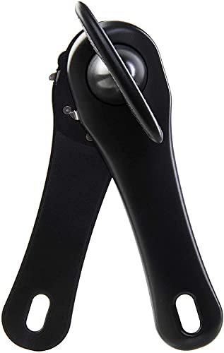 wenco Dosenöffner manuell mit leichter Handhabung und integrierter Zange Sicherheitsdosenöffner - Büchsenöffner für Rechts- und Linkshänder, für Senioren - 17 cm - Kunststoff / Edelstahl - Schwarz