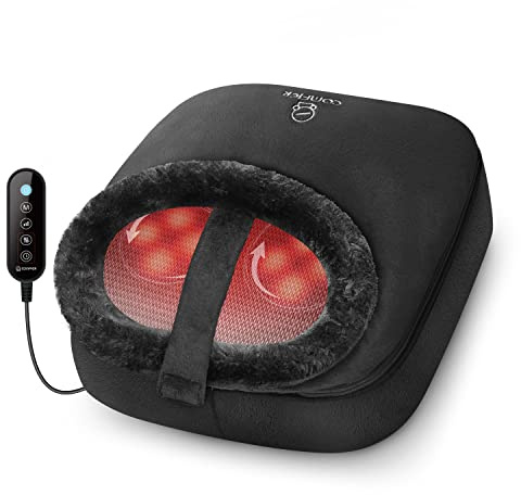COMFIER Fußmassagegerät mit Wärmefunktion, Elektrischer fussmassagegerät bei Plantarfasziitis, Shiatsu Massagegerät mit 2-in-1 Rücken- und Fußmassage, Geschenke für Frauen, fußwärmer elektrisch