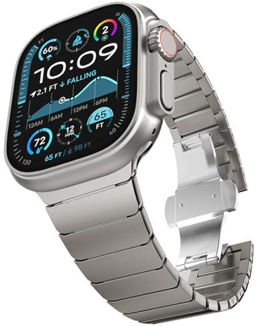 KADES Ersatzarmband Kompatibel mit Apple Watch Armband 49mm 46mm 45mm 44mm 42mm,Einstellbar Metall Armbänder aus Edelstahl für iWatch Ultra 3 2 1,Series 11 10 9 8 7 6 5 4 3 2 1 SE, Titan
