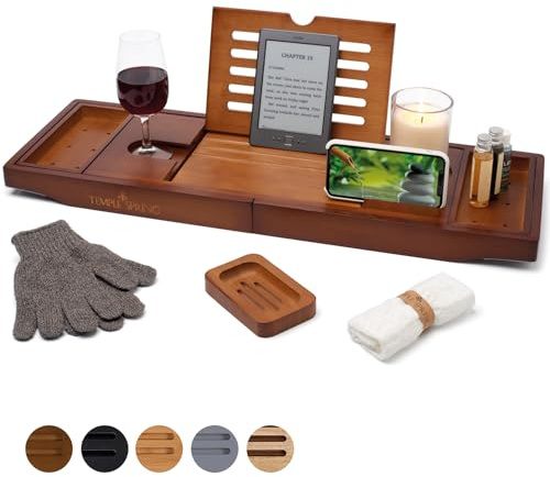 Temple Spring Badewannenablage, Badewannenablage Holz für badewannen zubehör, Badewannenbrett, Badewannentablett zur badewanne zubehör, Bambus tablett, badezimmermöbel für badaccessories -Holzbraun