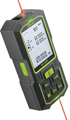 Inkerma Bilaterales Laser Entfernungsmesser, 393Ft/120M Dual-Laser-Messwerkzeug, Wiederaufladbares Laser-Messgerät mit Ft/in/M-Einheiten, Winkelsensor, Pythagoras-Modus, Flächen- und Volumenmessung