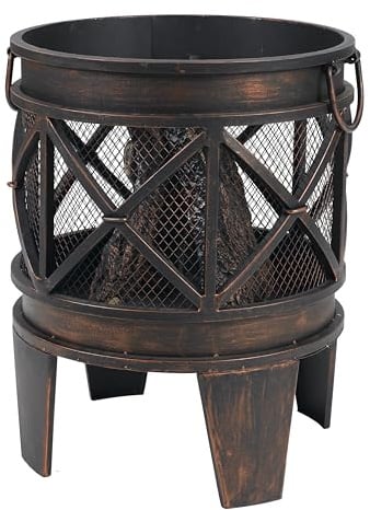 tepro Feuerstelle Gracewood, Feuerschale Outdoor, Feuerkorb für den Garten, mit Schürhaken, Maße ca. 42 x 42 x 53 cm