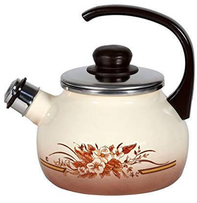 Karl Krüger Wasserkessel Herbstlaub 2 Liter, Emaille Weiß