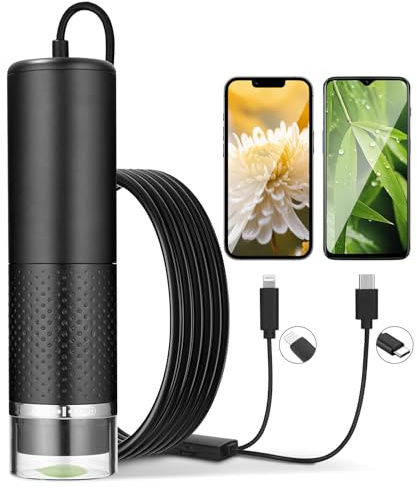 USB Mikroskop Handy, 1080P HD Kompatibel mit iOS,Android,Tablet,10 Bis 200X tragbares Taschenmikroskop,3 Stufen einstellbar LED Lights Mikroskop Digital,Tragbares Mikroskop für Erwachsene und Kinder