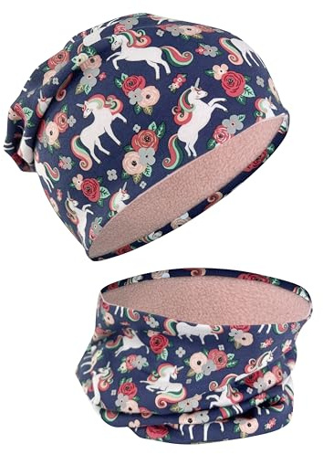 HECKBO 360° Reflektor Kinder Mütze & Loop Schal Set - 95% Baumwolle - weiches & pflegeleichtes Stretch-Material - Beanie Frühling Herbst Winter (48-54 cm)