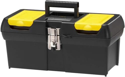 STANLEY Werkzeugkoffer leer/Werkzeugbox Werkzeugkasten - Werkzeugkiste (16 Zoll, mit herausnehmbarer Ablage, zwei Organizern, Metallschließen, Kunststffgroff) 1-92-065