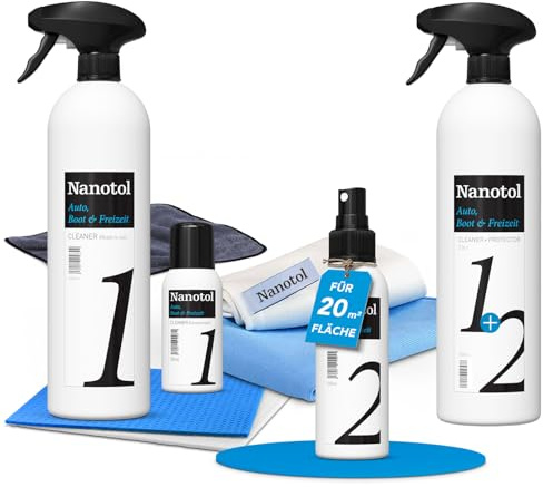Nanotol Auto, Boot + Freizeit Set - Nanoversiegelung-Set für die Grundversiegelung von Auto, Boot, Wohnwagen oder Motorrad inkl. 1000 ml Pflegemittel für 5 x Auffrischen.