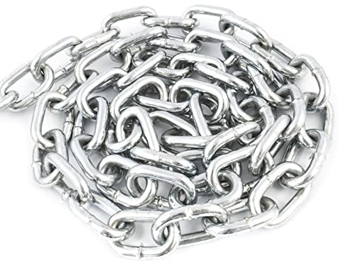 DQ-PP Stahlkette Stahl C15 – 8mm – 1m – Kurzgliedrig – Verzinkt – DIN 5685 – Absperrkette – Metall – Rundstahlkette – Eisenketten – Absperrketten – Zurrketten