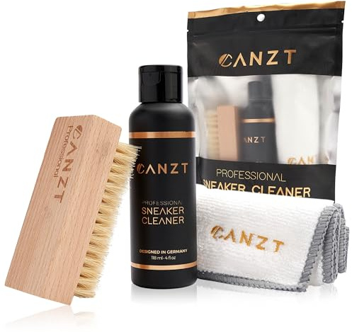 Canzt Sneaker Reiniger Set – Schuhreiniger & Sneaker Cleaner für Wildleder, Nubuk, Suede & Stoff – Schuhputzmittel inkl. Bürste & Mikrofasertuch