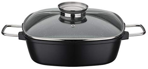 GSW 414579 Viereckbräter Gourmet Granit, Aluminium, schwarz - 28 x 28 x 8,5 cm