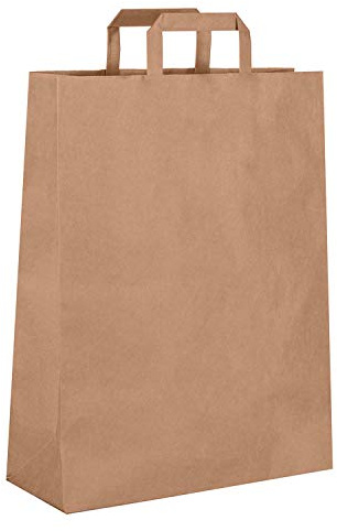 Dila GmbH 50 braune Papiertragetaschen, recycelbar, 22 x 10 x 28 cm