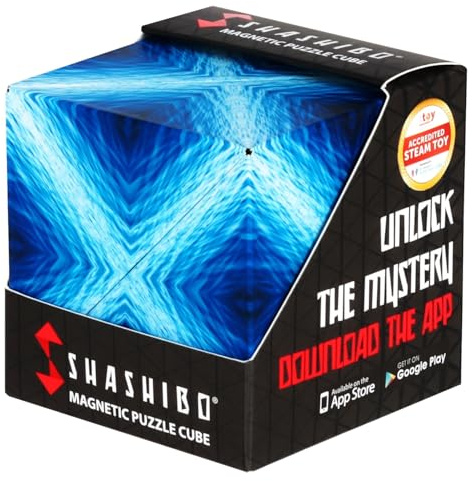 Shashibo Formwechsel-Box – Preisgekrönter, patentierter Zappelwürfel mit 36 Seltenerdmagneten – lässt Sich in über 100 Formen verwandeln (Blue Planet)