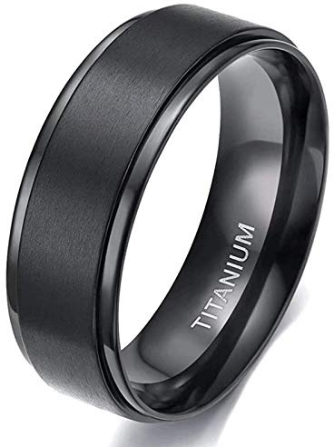 Zakk Ring Herren Damen Titan Verlobungsringe Eheringe Trauringe Schwarz Gebürstet 4mm 6mm 8mm
