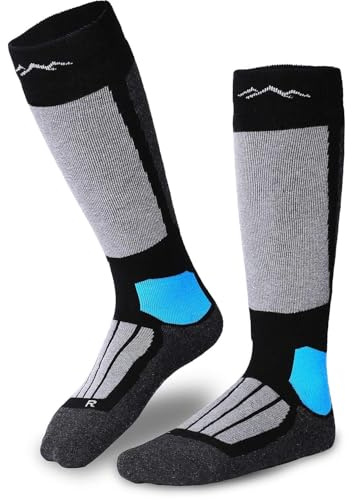 gipfelsport Skisocken für Kinder, Herren und Damen - Dicke Socken aus Merinowolle, warme Merino Snowboardsocken, 1x Paar Skistrümpfe, Schwarz, Größe 42-44