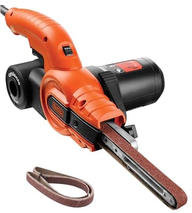 BLACK+DECKER 350W, 13mm Feilenschleifer mit 3 Schleifbändern & Staubsammelsystem, KA900E-QS