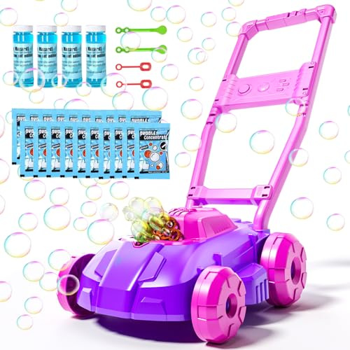 BLmukce Blasenrasenmäher für Kleinkinder, Leckdichte Blasenmaschine für Kinder im Innen- und Außenspiel, Geschenk für 3 Jahre altes Mädchen Geburtstagsgeschenke