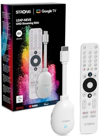Strong Leap-Neve 4K UHD Google TV-Streamingstick Mit Ethernet-Port, 2GB RAM + 8GB Speicher, WiFi 6, Android 12, Integriertem Chromecast, Google Assistant