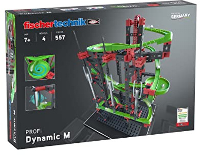 fischertechnik 533872 Kugelbahn Dynamic M – Bausatz für Kinder ab 7 Jahren, Lernspielzeug mit Flexschienen und Klangrohren, fördert technisches Verständnis