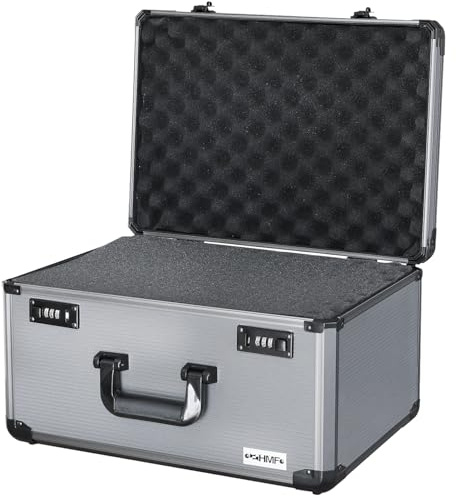 HMF 14412-02 Alu Fotokoffer, Miniaturenkoffer mit Rasterschaumstoff | 46 x 33 x 26 cm