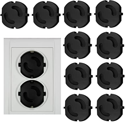 Steckdosensicherung - Kindersicherung - Steckdosenabdeckung - 10 oder 20 Stück - Made in EU (schwarz)