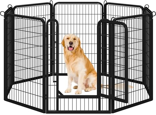 Yaheetech Welpenlaufstall 8-teilig 100cm hoch,Welpenauslauf mit Tür für Hunde Wohnung und Garten,Faltbares Welpenfreigehege Zaun Gitter