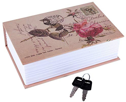 Security Box, Haofy Buchtresor mit 2 Schluessel, Geldkassette Abschließbar in Wörterbuchform BuchSafe zum Aufbewahren von Geld, Schmucketui für Büro/Hause, Rose Diary