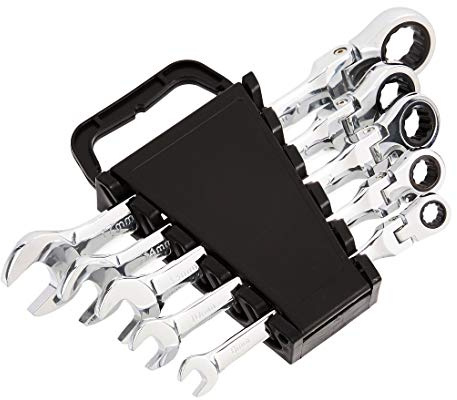 Amazon Basics Flexibles Ratschenschlüssel-Set, metrisch, 5-teilig, 8mm, 10mm, 13mm, 14mm, and 17mm