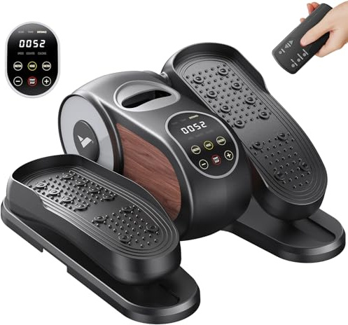 MERACH Untertisch Elektrischer Crosstrainer, Mini Ellipsentrainer für Zuhause mit gebogenem Großdisplay & Fernbedienung, 12 Geschwindigkeiten, Leiser & Tragbarer Pedaltrainer für Senioren & Erwachsene
