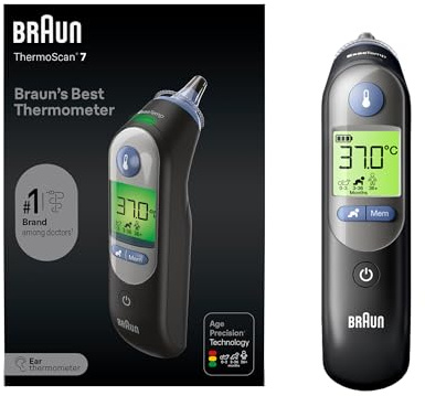 Braun ThermoScan 7 Ohrthermometer | Age Precision Technologie | Farbcodiertes Digitaldisplay | Baby- und kleinkindfreundlich | Die #1 Marke bei Ärzten(1)