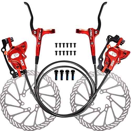 CNCLOL Hydraulische Fahrrad Bremse, Hydraulik Bremsen Set, Hydraulische Scheibenbremse Vorne Rechts 800mm-Hinten Links 1450mm, passend für MTB/BMX/Rennrad/Mountainbike