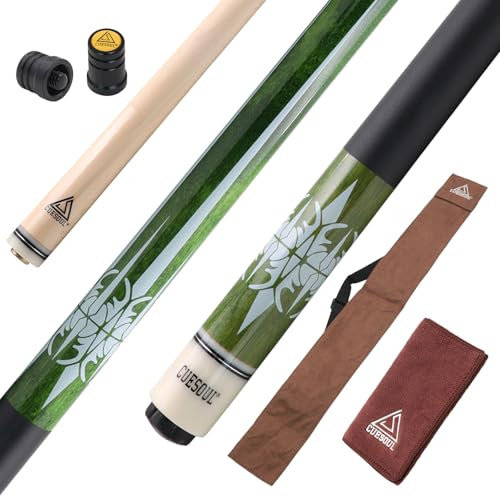 CUESOUL 58 Zoll Pool Queue 21oz 13mm Queuespitze Billard Queue mit Irish Wrap, Verpackt in braun Queuetasche