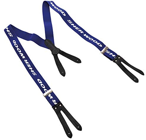 SHERWOOD - Pro Hosenträger mit Lederlaschen I Hosenträger für Eishockeyhosen I Skihosen I ideal zum Skifahren & Schlittschuhfahren I Hosenträger für Schneehosen - Leder