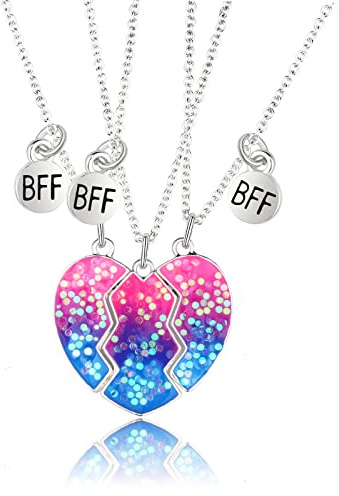 3 Stück BFF-Liebeskette Freundschaftsketten Best Friends BFF Freundschaftskette Geburtstagsanhänger Geschenkkette für Mädchen