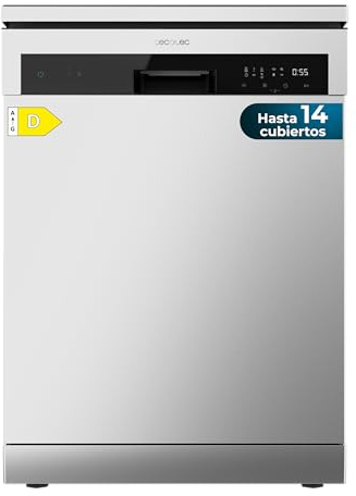 Cecotec 60 cm Standgeschirrspüler Bolero Aguazero 6200 Inox D. Klasse D, 14 Gedecke, 6 Programme mit Dual Zone Wash, Dry+, Turbo Dry+, Teilbeladung, Verzögerter Start und elektronischem AquaStop