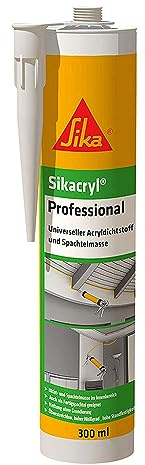 Sika – Acryldichtstoff – Sikacryl Professional - Weiß – Ideal für Dicht- und Anschlussfugen - Für den Innenbereich - Geringe Schrumpfung - 300 ml