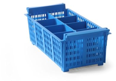 HENDI Besteckkorb, für Geschirrspülmaschinen, 8 Fächer, mit Griffen, Spülmaschinenkorb, Küchenutensilienhalter, 425x205x(H)150mm, polyethylenterephthalat, blau