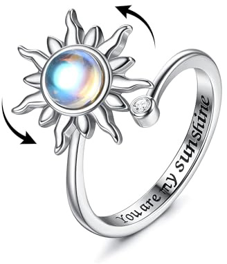 Milacolato Fidget Ring für Frauen Mädchen Offene Verstellbar Anxiety Ring Silber Stapelringe Knöchelringe Fancy Spinner Ringe Schmuck Damen Bluesun