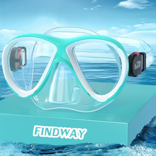 Findway Taucherbrille Kinder, Schwimmbrille Kinder für Jungen Mädchen,Schnorchelmaske Kinder 180°Panorama Verstellbares Silikonband Anti-Leck Tauchmaske Kinder für 3-14 Jahre