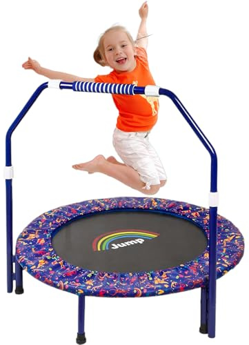 Trampolin Kinder|Ø ca. 91 cm|Faltbarer Rebounder für Minitrampolin mit Schaumgriff,Sicherheitspolster und Strapazierfähiger Abdeckung für Innen und Außen |Trampolin für Jumping Fitness