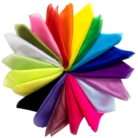 BLISSIQUEE 20 Stück Jongliertücher 60x60CM Chiffontücher Sensory Play Bunte Tücher für Aktivitäten Kindershow Tanzen, Jonglieren und Sensorisches Zubehör Dekoration