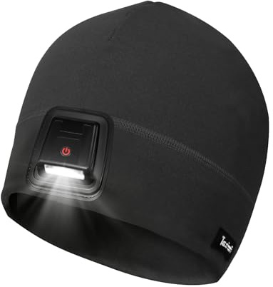 Taximi Wintermütze mit Lampe - Sport Mütze LED Beanie Herren Damen, Beleuchtet Mütze LED Wiederaufladbar USB für Jogging Laufen Fahrrad