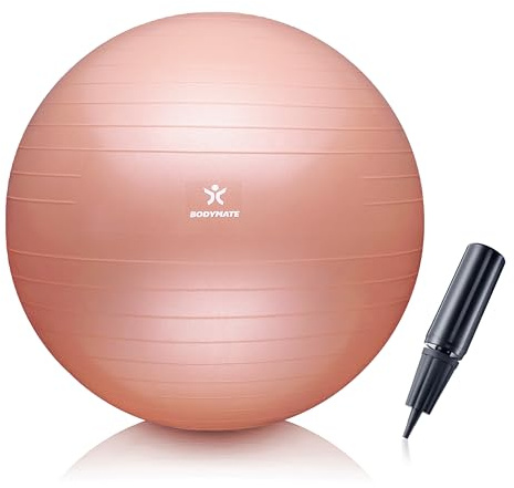 BODYMATE Gymnastikball Sitzball Trainingsball mit GRATIS E-Book inkl. Luft-Pumpe, Ball für Fitness, Yoga, Gymnastik, Core Training, für starken Rücken als Büro-Stuhl